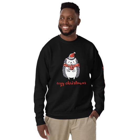 Men's Christmas Sweatshirt (Cozy Christmas Hedgehog)