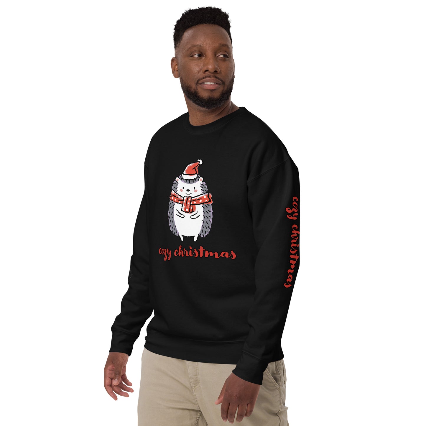 Men's Christmas Sweatshirt (Cozy Christmas Hedgehog)