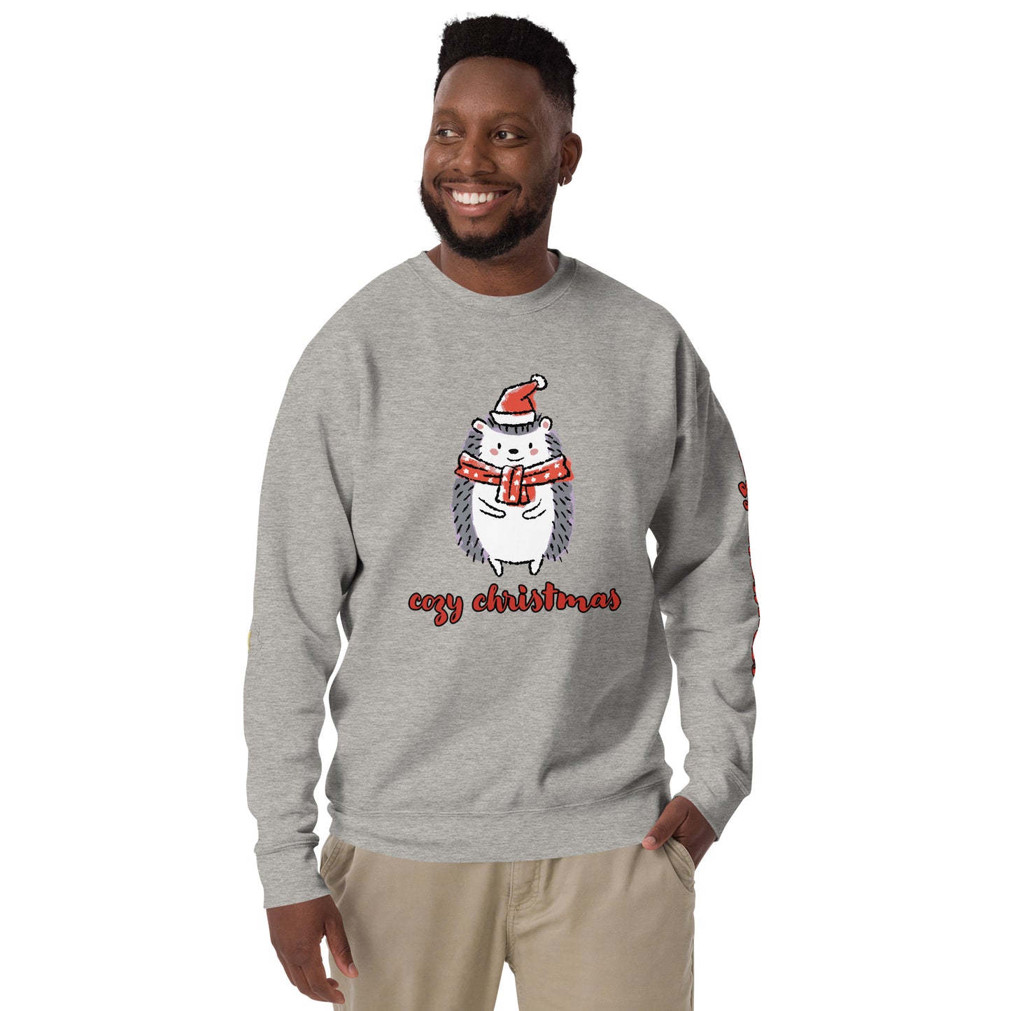 Men's Christmas Sweatshirt (Cozy Christmas Hedgehog)