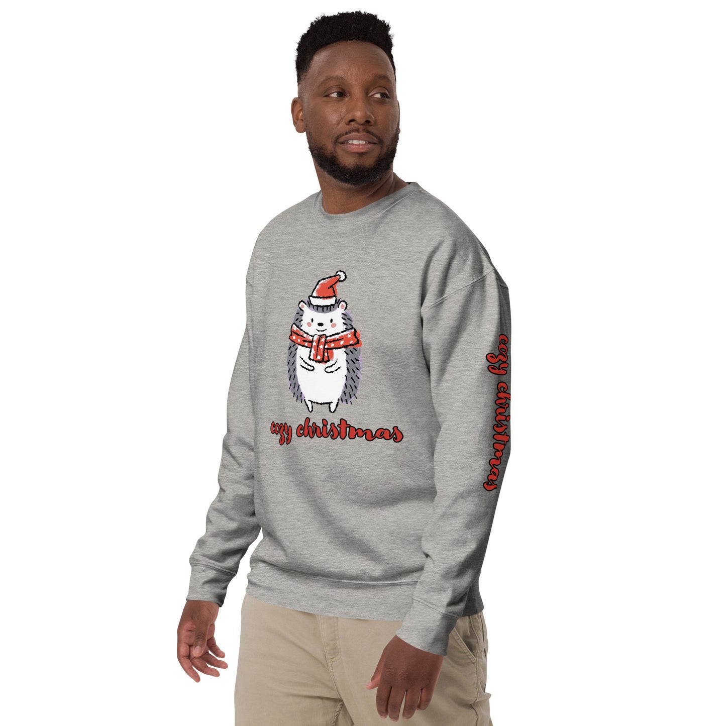 Men's Christmas Sweatshirt (Cozy Christmas Hedgehog)