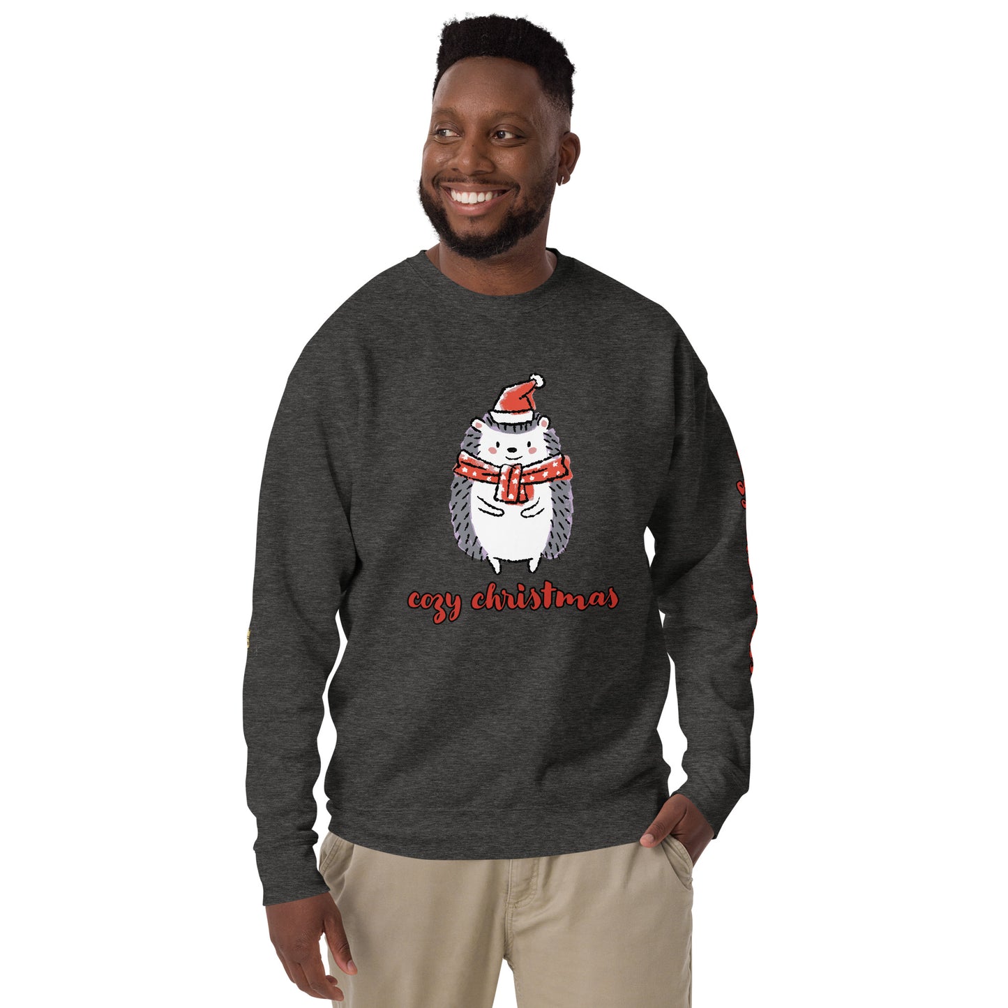 Men's Christmas Sweatshirt (Cozy Christmas Hedgehog)