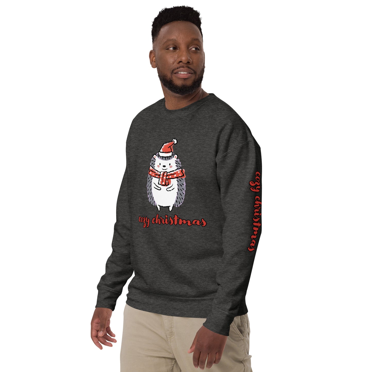 Men's Christmas Sweatshirt (Cozy Christmas Hedgehog)