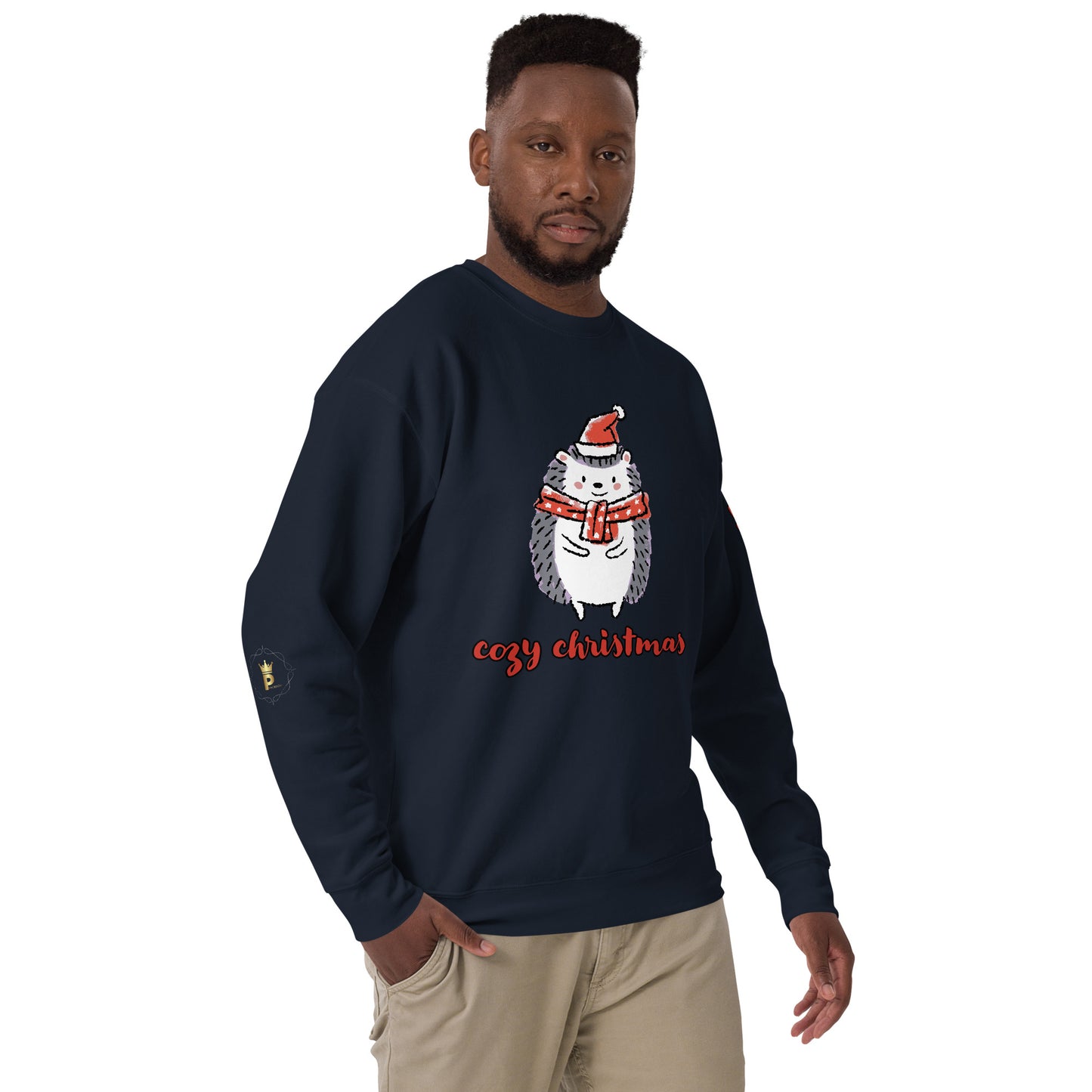 Men's Christmas Sweatshirt (Cozy Christmas Hedgehog)