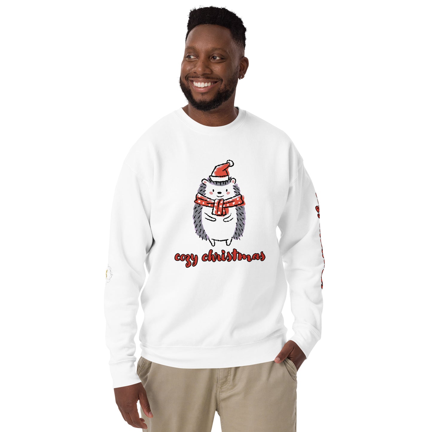 Men's Christmas Sweatshirt (Cozy Christmas Hedgehog)