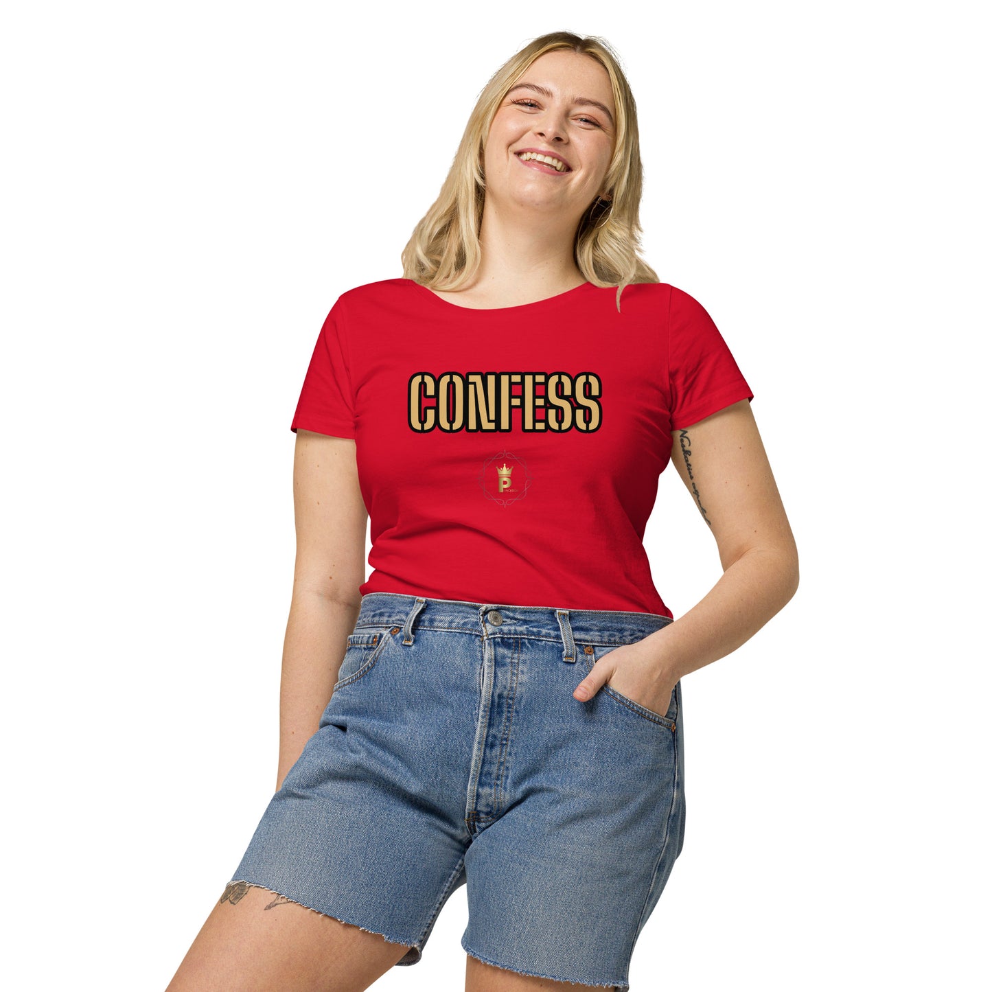 Women’s basic organic t-shirt (confess)