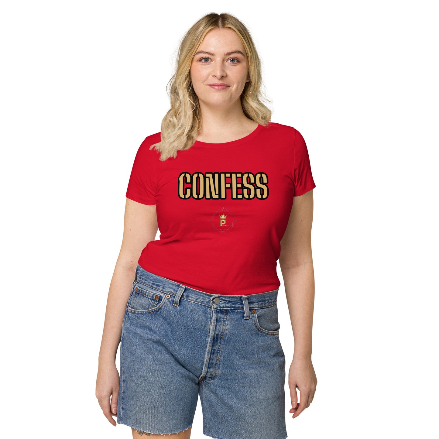 Women’s basic organic t-shirt (confess)