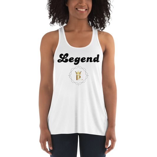 Women's Flowy Racerback Tank (blackt text, Legend)