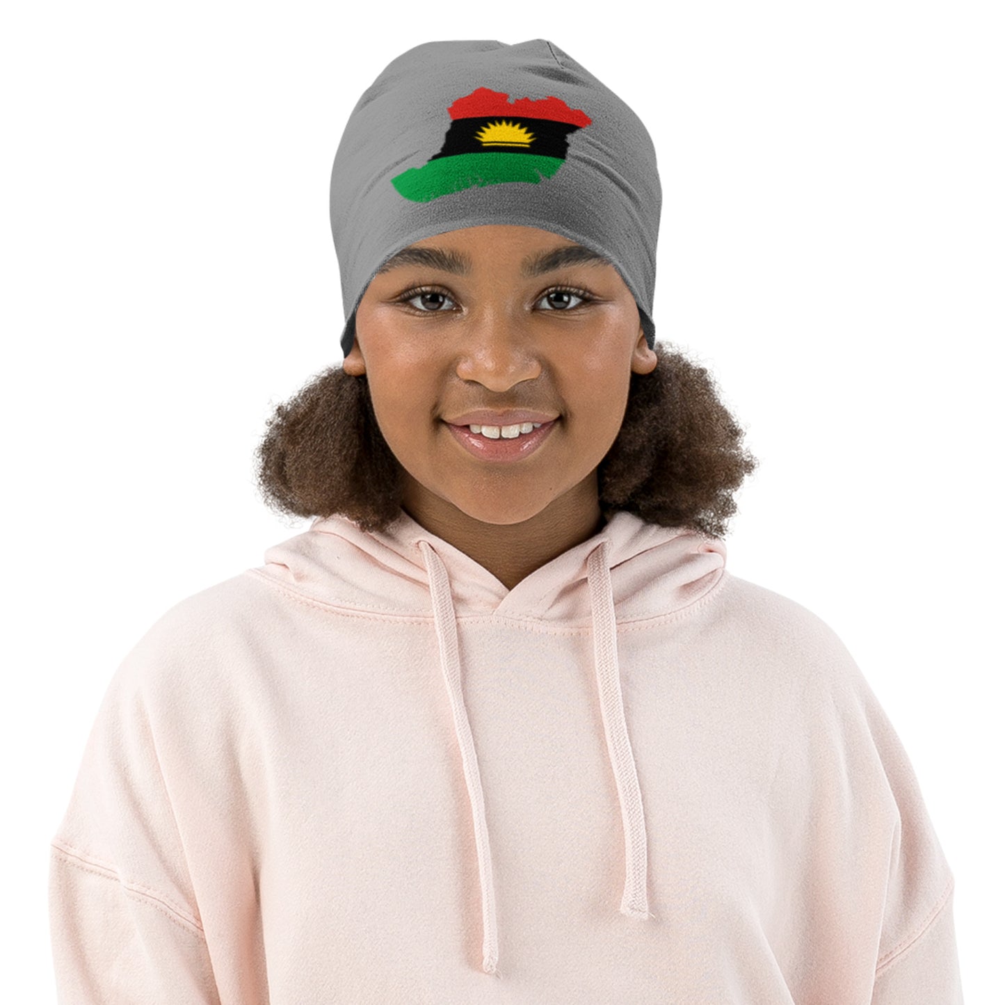 Kids Biafra Beanie - grey - Biafra Flag Map