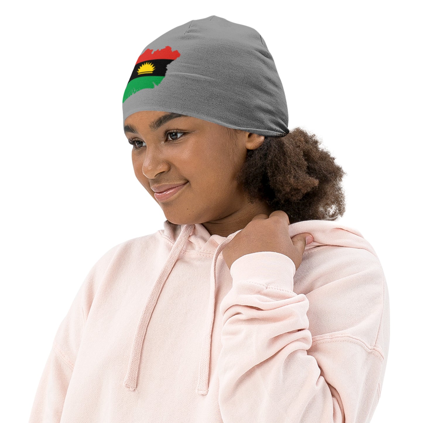 Kids Biafra Beanie - grey - Biafra Flag Map