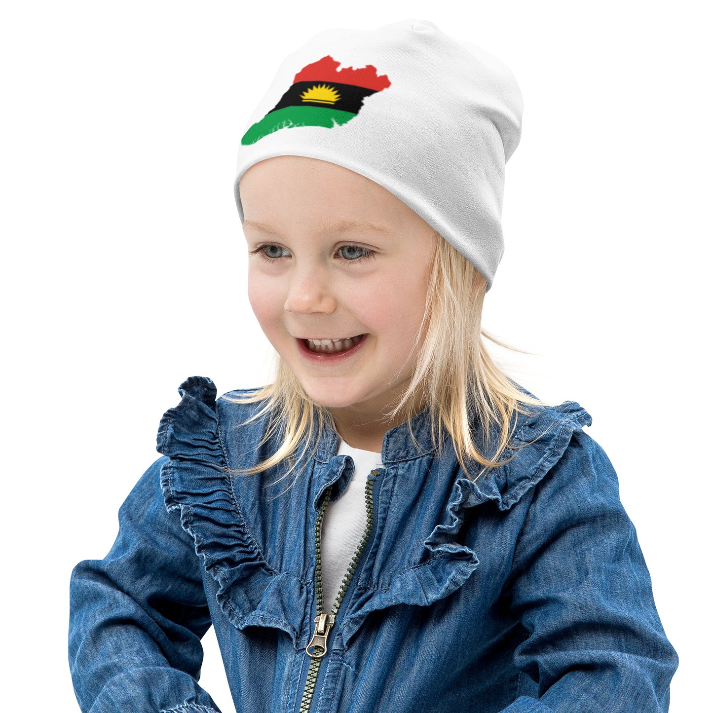 Kids Biafra Beanie - white - Biafra Flag Map