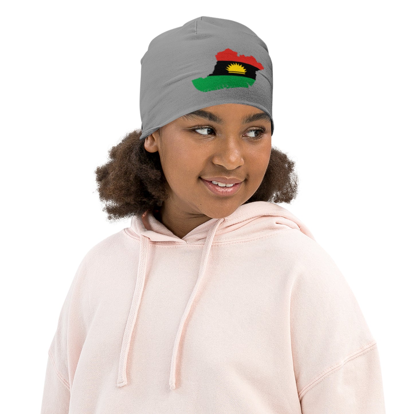 Kids Biafra Beanie - grey - Biafra Flag Map