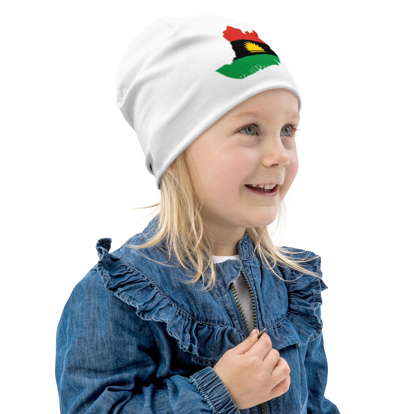 Kids Biafra Beanie - white - Biafra Flag Map