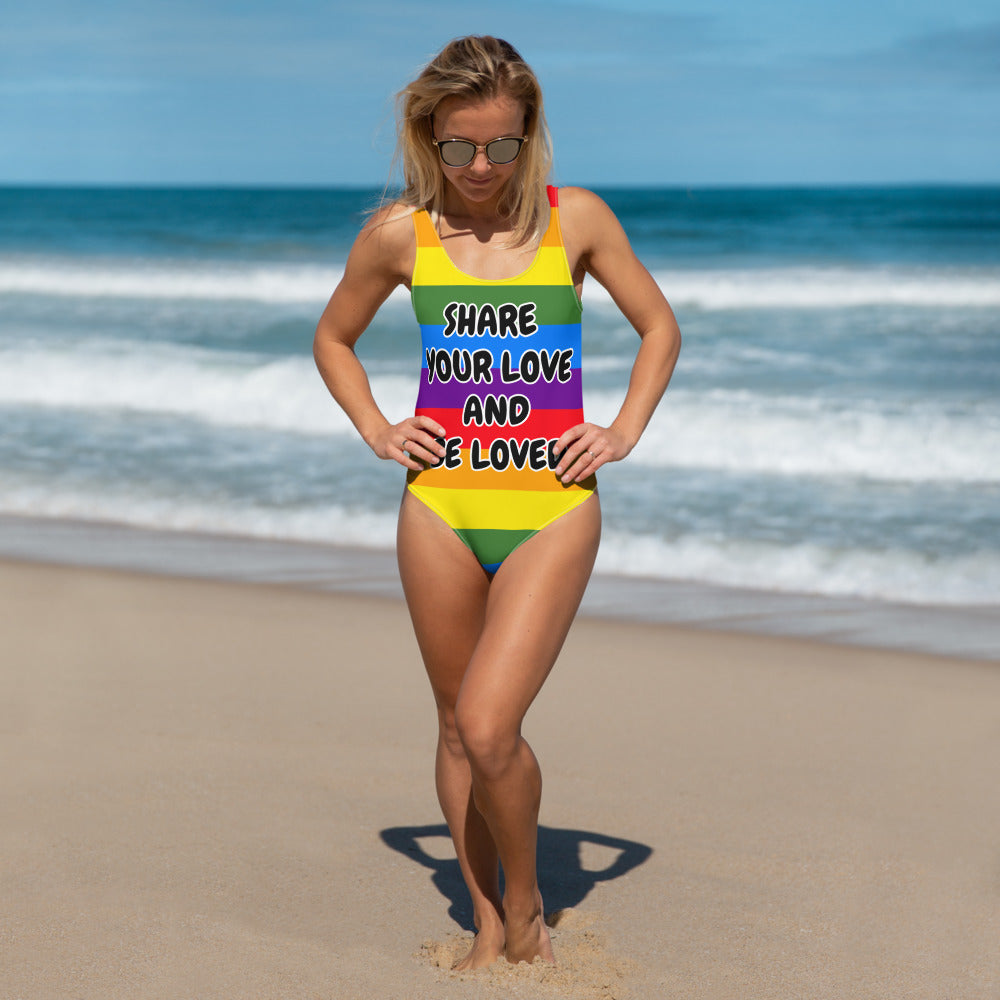 One-Piece Swimsuit - Share Love (rainbow 2)