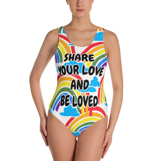 One-Piece Swimsuit - Share Love (rainbow 4)