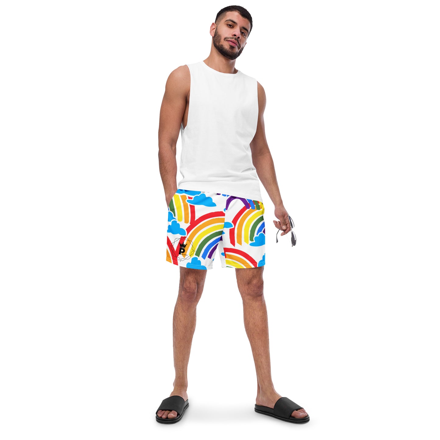 All-Over Print Recycled Swim Trunks - Logo (rainbow 4)