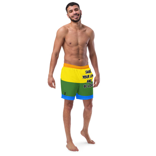 All-Over Print Recycled Swim Trunks - Share Love (rainbow 1)