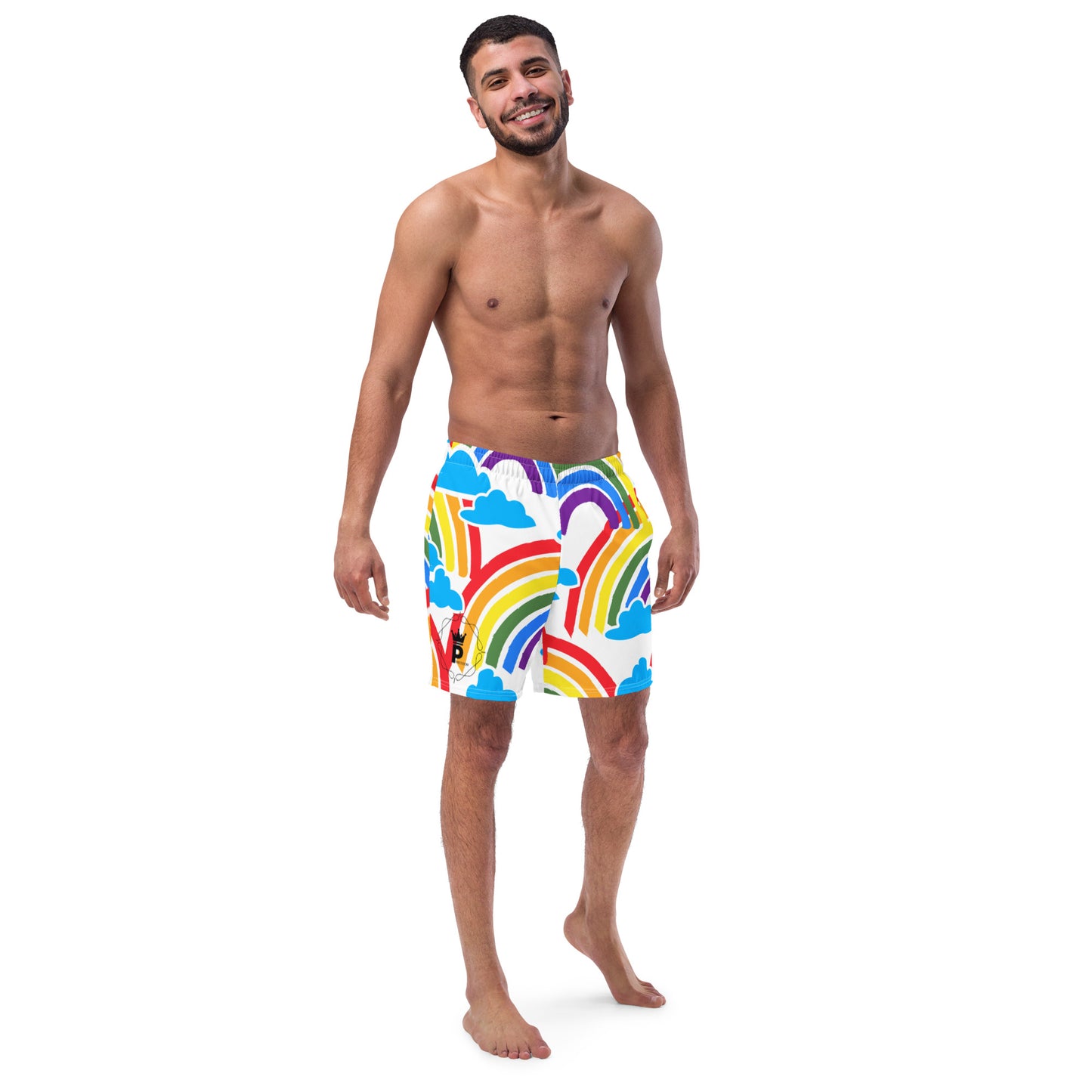 All-Over Print Recycled Swim Trunks - Logo (rainbow 4)