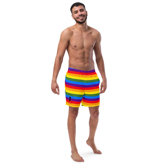 All-Over Print Recycled Swim Trunks - Logo (rainbow 3)