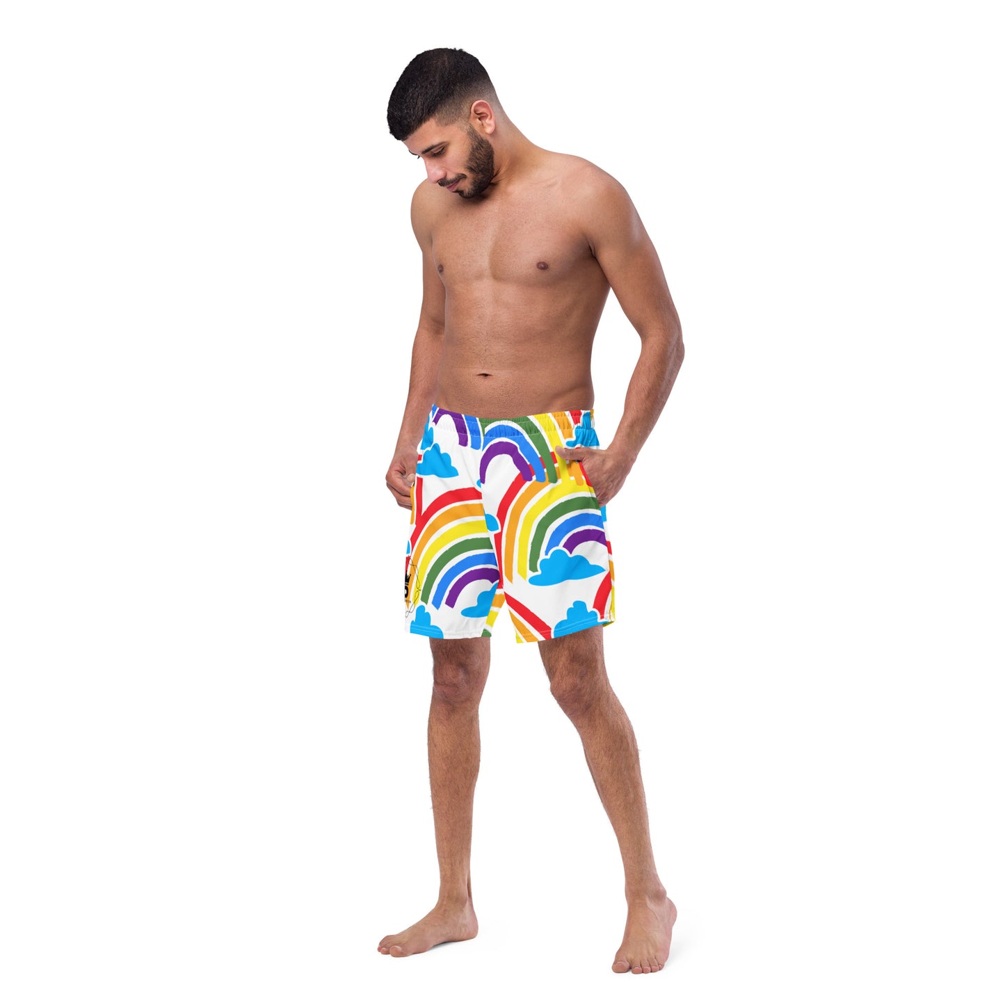 All-Over Print Recycled Swim Trunks - Logo (rainbow 4)