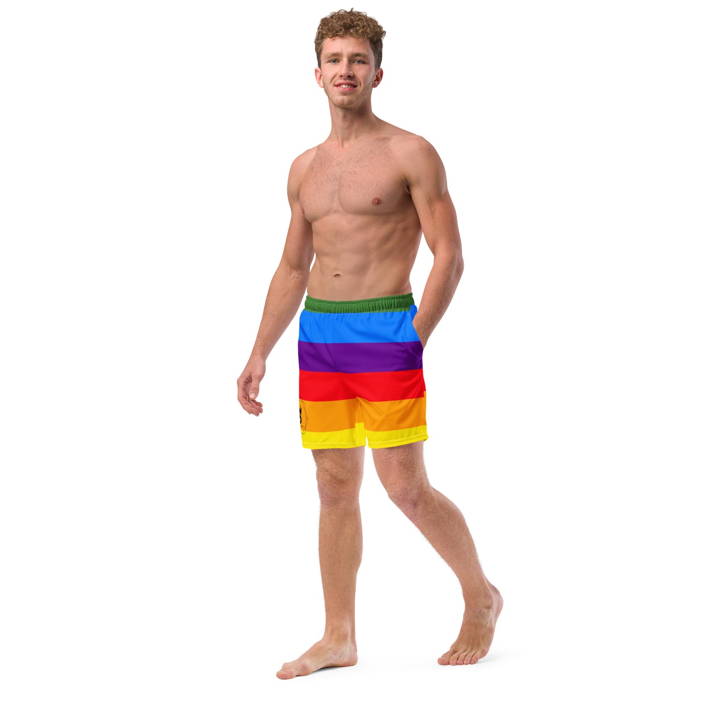 All-Over Print Recycled Swim Trunks - Logo (rainbow 2)