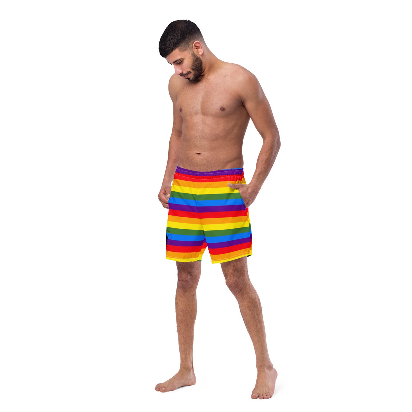 All-Over Print Recycled Swim Trunks - Logo (rainbow 3)