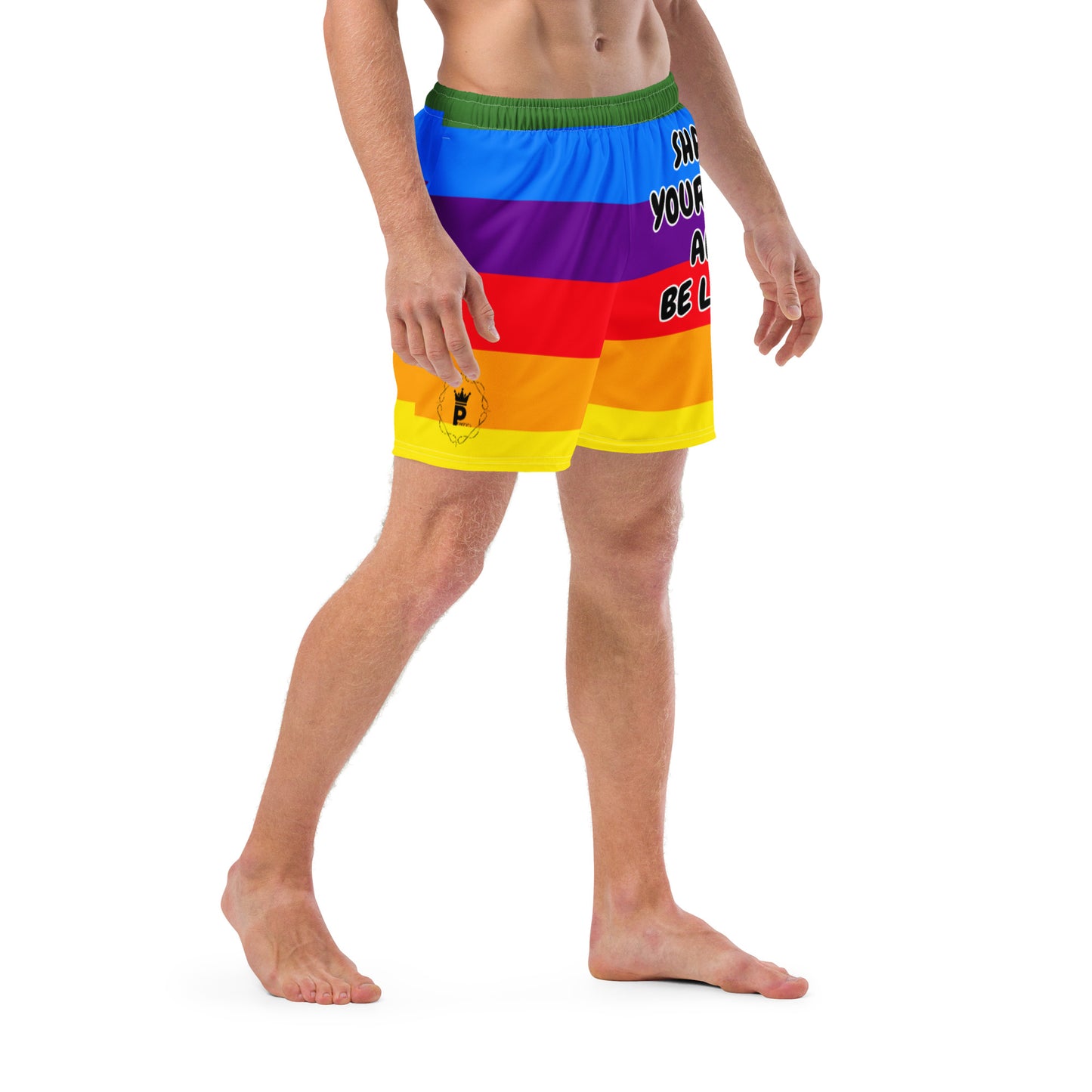 All-Over Print Recycled Swim Trunks - Share Love (rainbow 2)