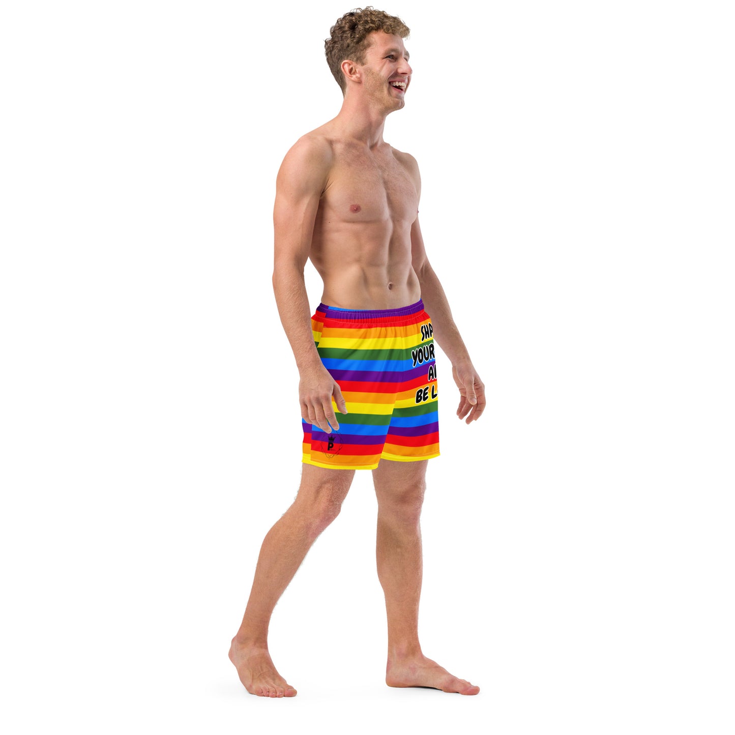 All-Over Print Recycled Swim Trunks - Share Love (rainbow 3)