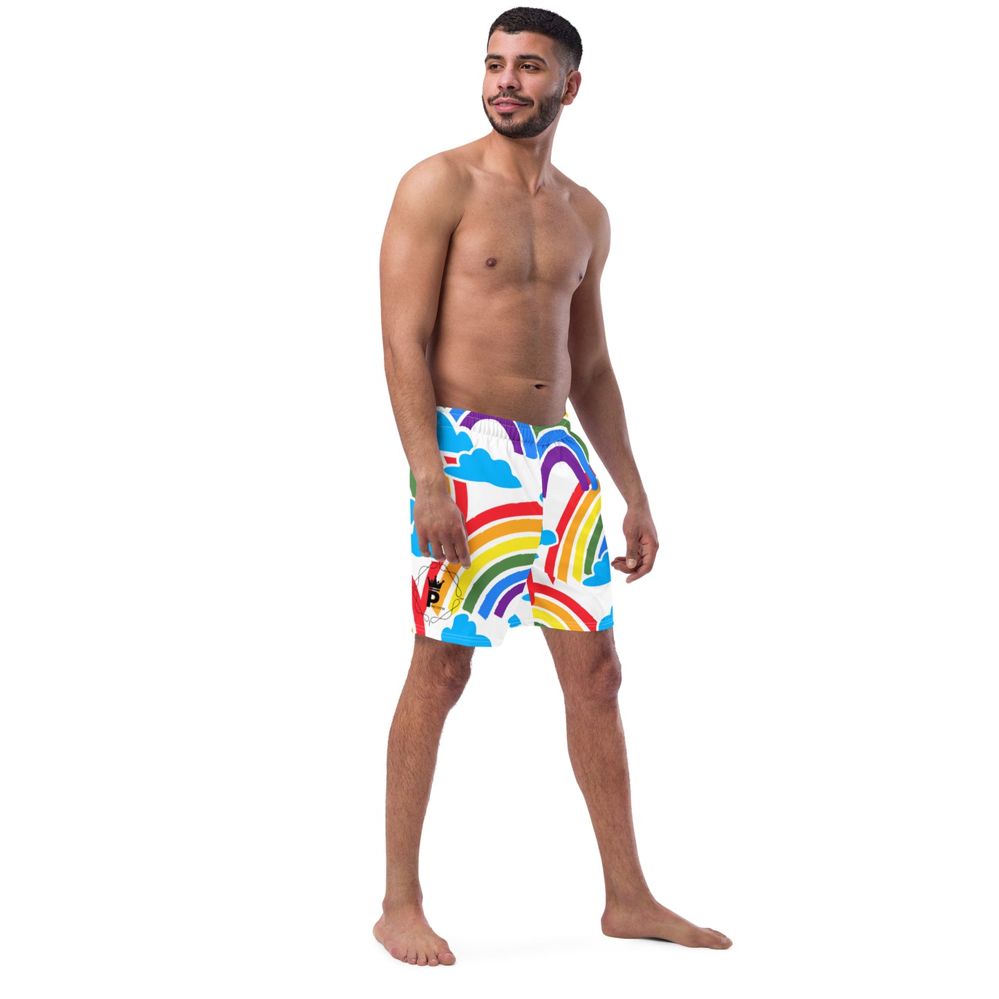 All-Over Print Recycled Swim Trunks - Logo (rainbow 4)