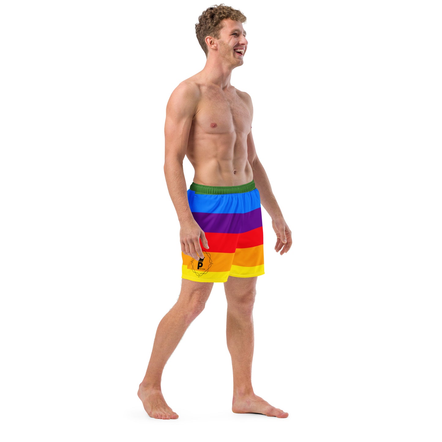 All-Over Print Recycled Swim Trunks - Logo (rainbow 2)