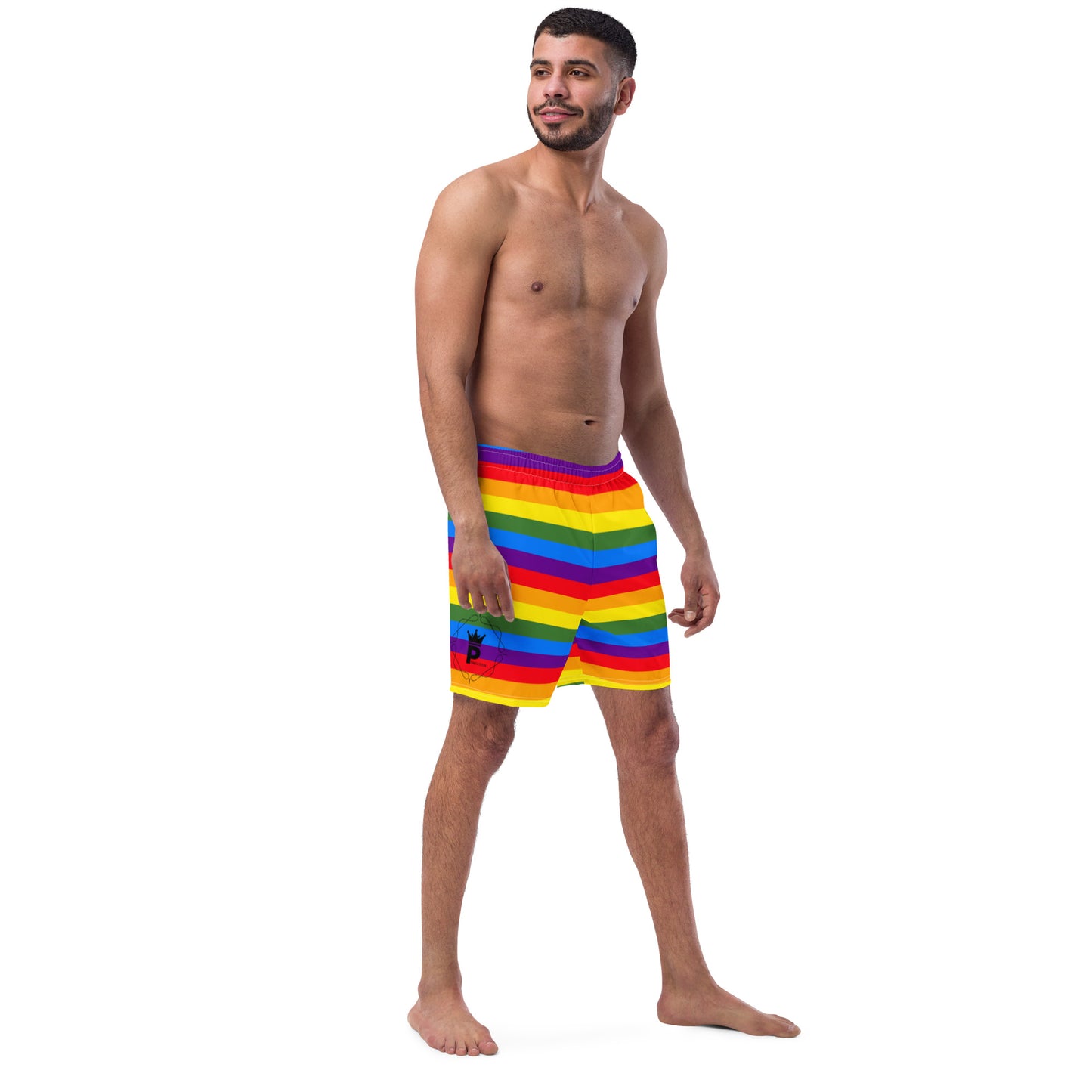 All-Over Print Recycled Swim Trunks - Logo (rainbow 3)