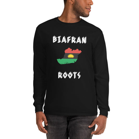 Men’s Biafra LS Shirt - Biafran Roots (white print)