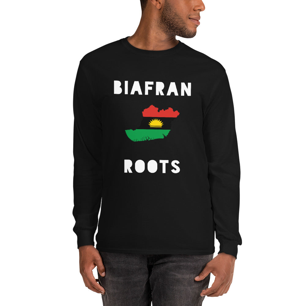 Men’s Biafra LS - Biafran Roots 2 (white print)