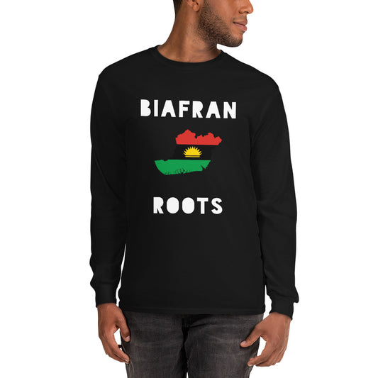 Men’s Biafra LS - Biafran Roots 2 (white print)