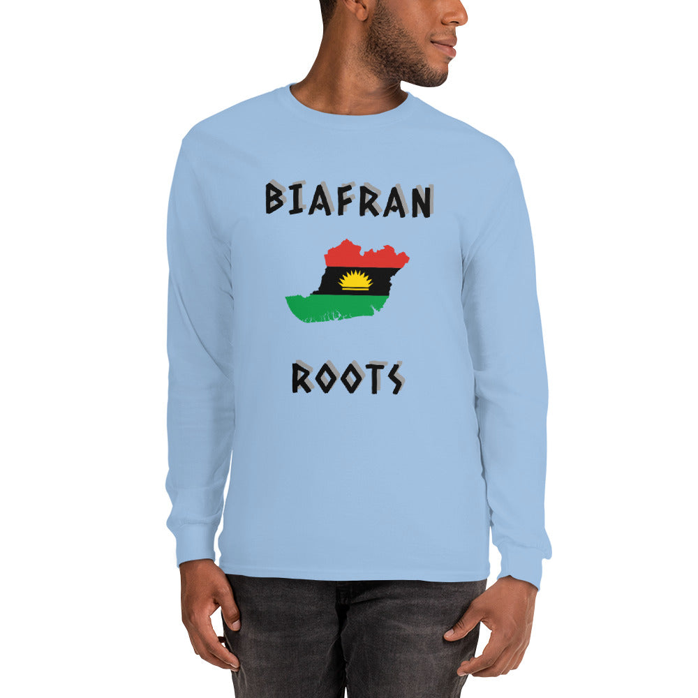 Men’s Biafra LS Shirt - Biafran Roots (black print)