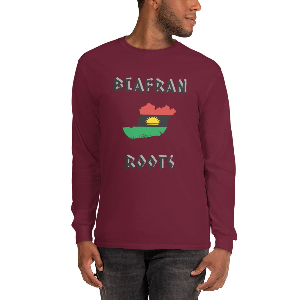 Men’s Biafra LS Shirt - Biafran Roots (black print)