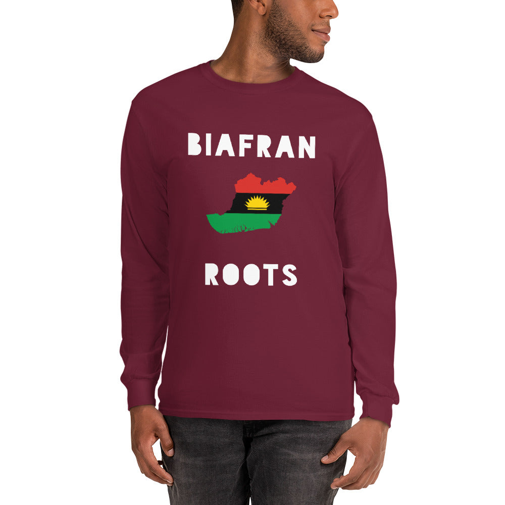 Men’s Biafra LS - Biafran Roots 2 (white print)