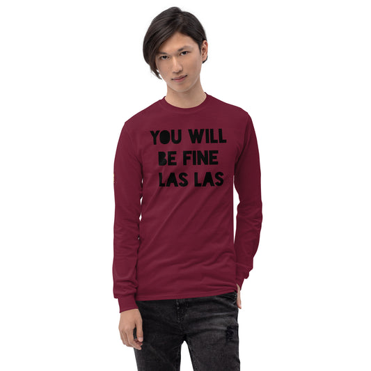 Men’s Pidgin Long Sleeve Shirt - You Will Be Fine Las Las (black print)