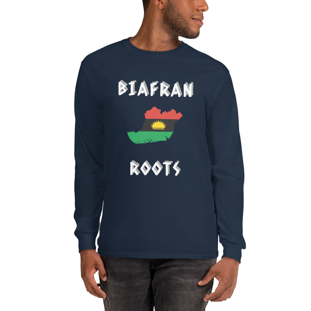 Men’s Biafra LS Shirt - Biafran Roots (white print)