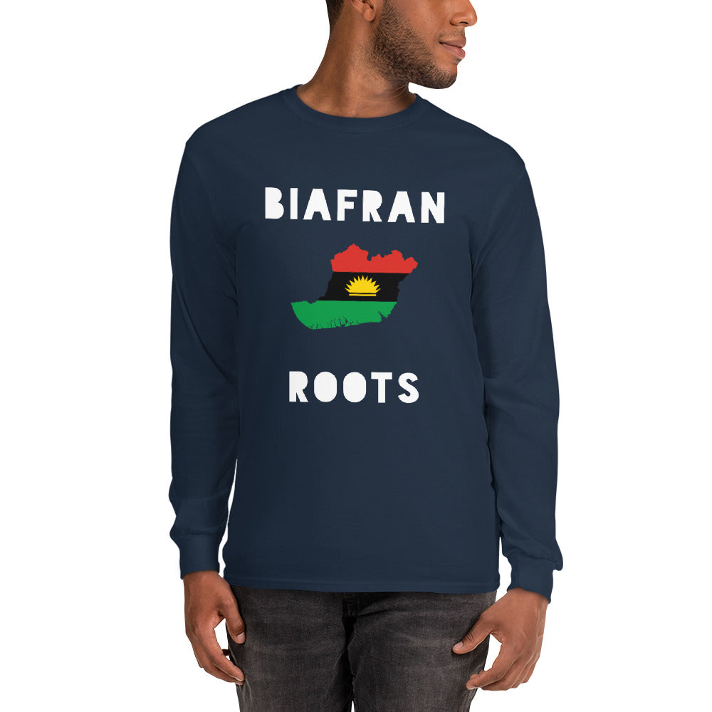 Men’s Biafra LS - Biafran Roots 2 (white print)