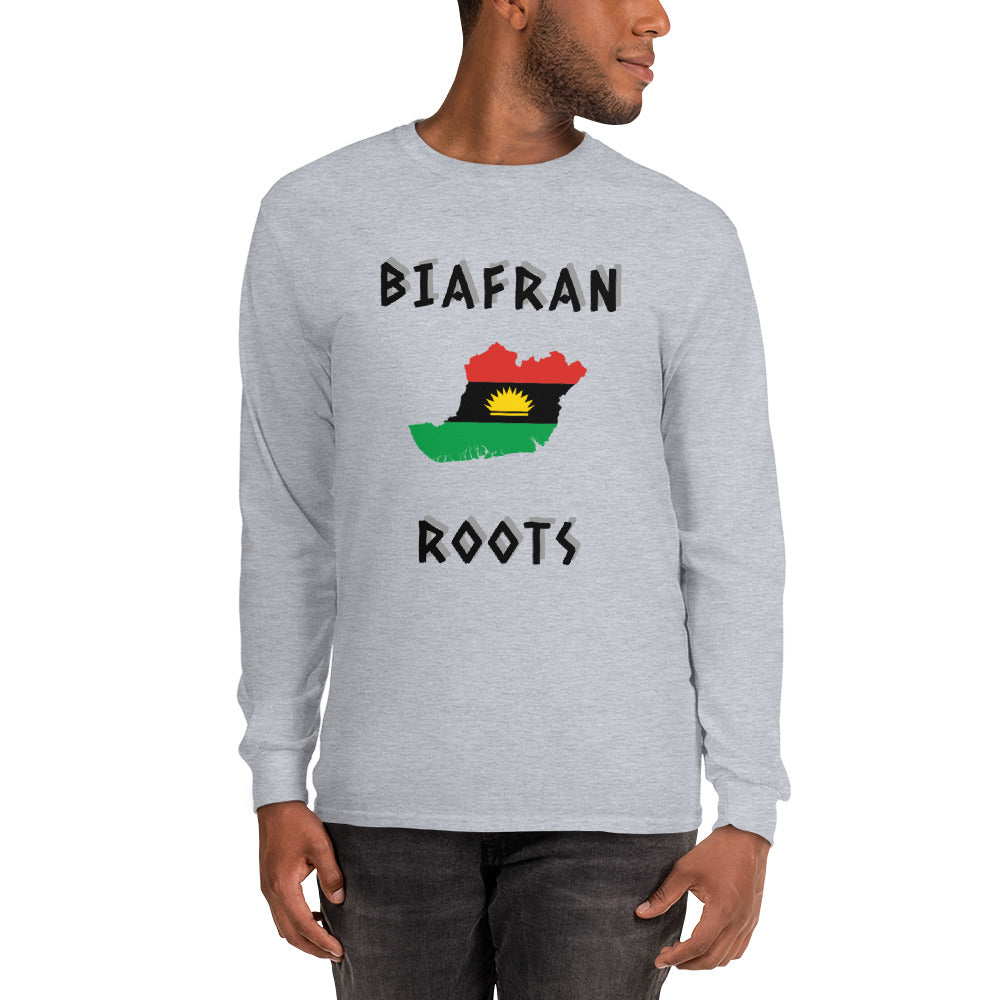 Men’s Biafra LS Shirt - Biafran Roots (black print)