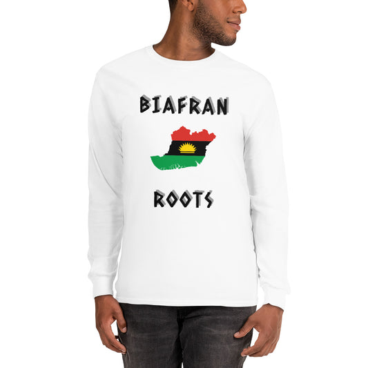 Men’s Biafra LS Shirt - Biafran Roots (black print)