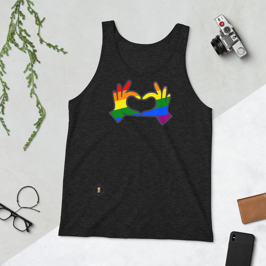 Unisex Rainbow Tank Top - Love Hand Heart Rainbow