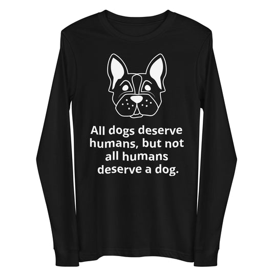 Unisex Dog Lover Long Sleeve Shirt - French Bulldog (white print)