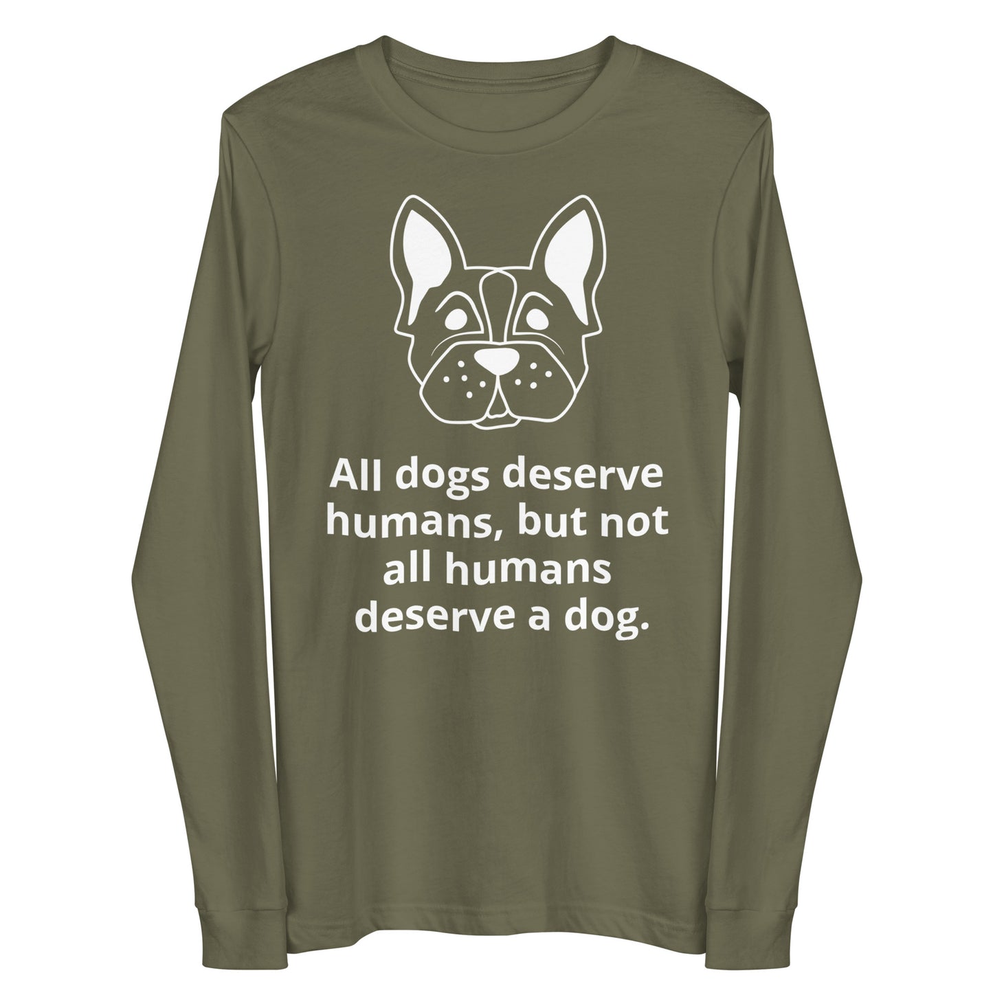 Unisex Dog Lover Long Sleeve Shirt - French Bulldog (white print)