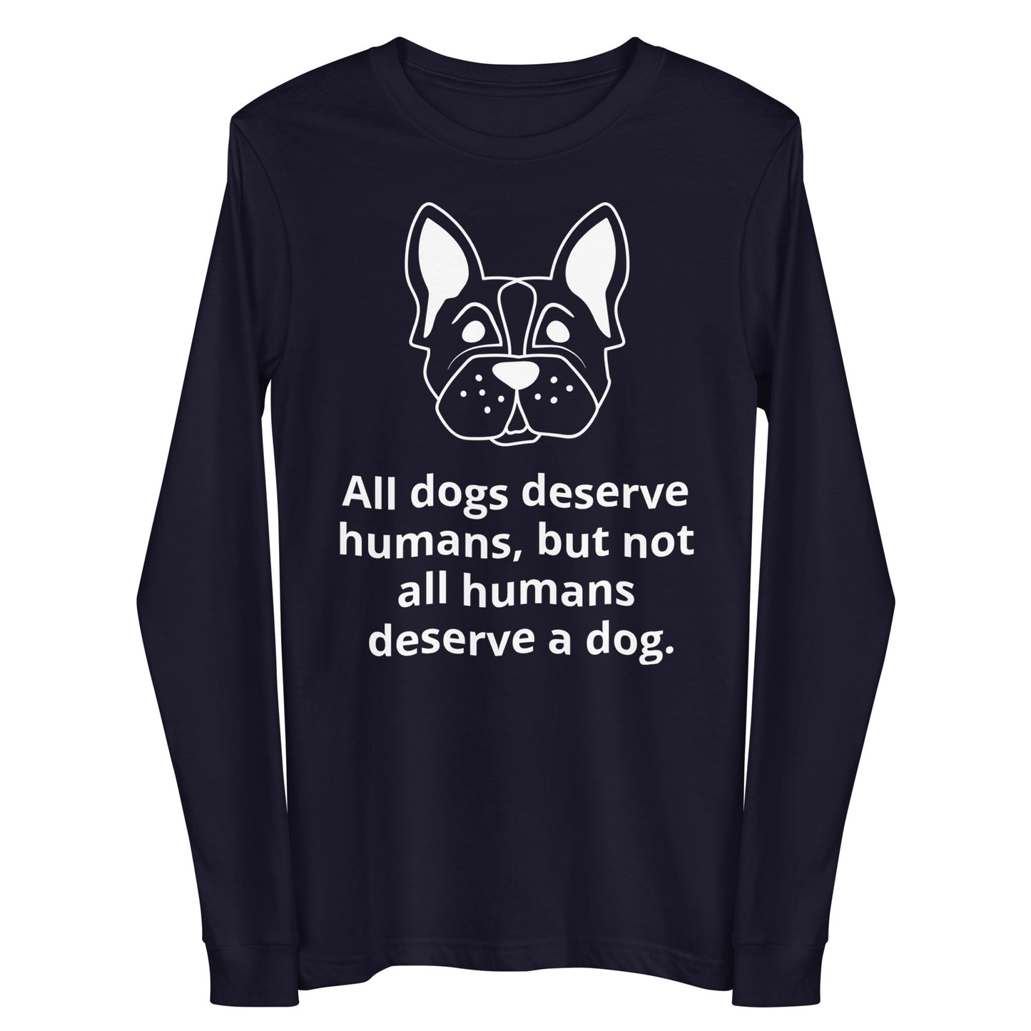 Unisex Dog Lover Long Sleeve Shirt - French Bulldog (white print)