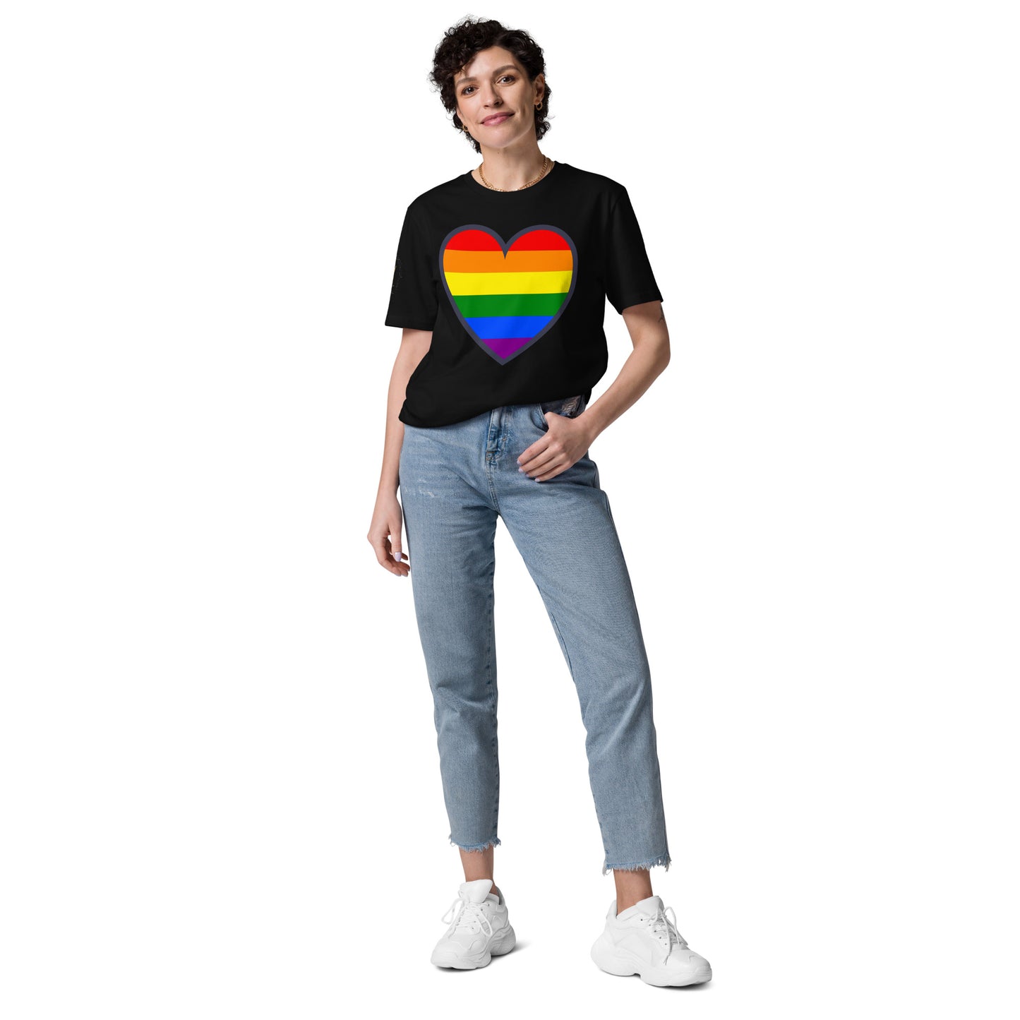 Unisex Rainbow Organic Cotton T-Shirt - Love Heart Rainbow