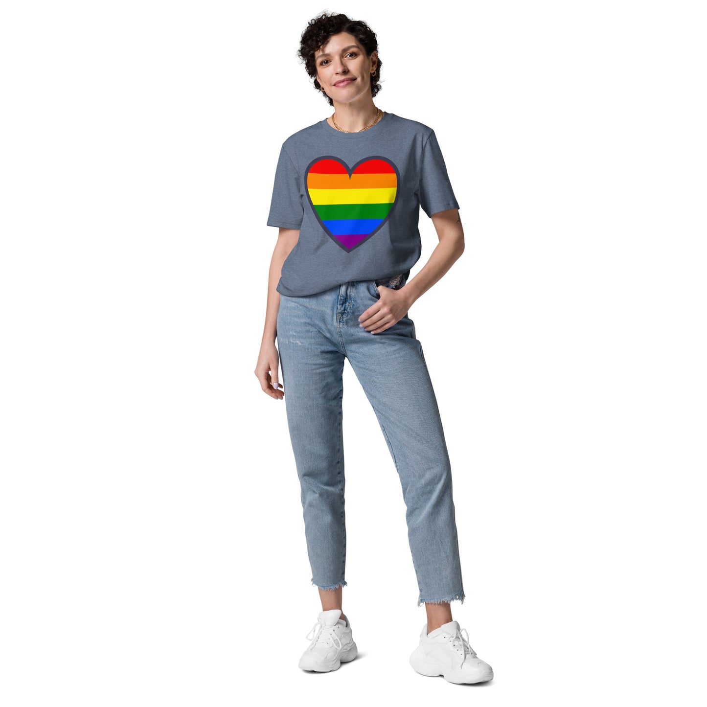 Unisex Rainbow Organic Cotton T-Shirt - Love Heart Rainbow