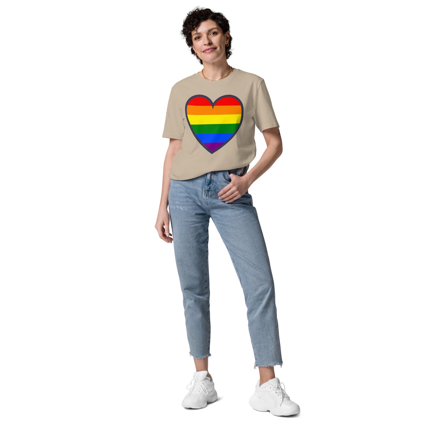 Unisex Rainbow Organic Cotton T-Shirt - Love Heart Rainbow