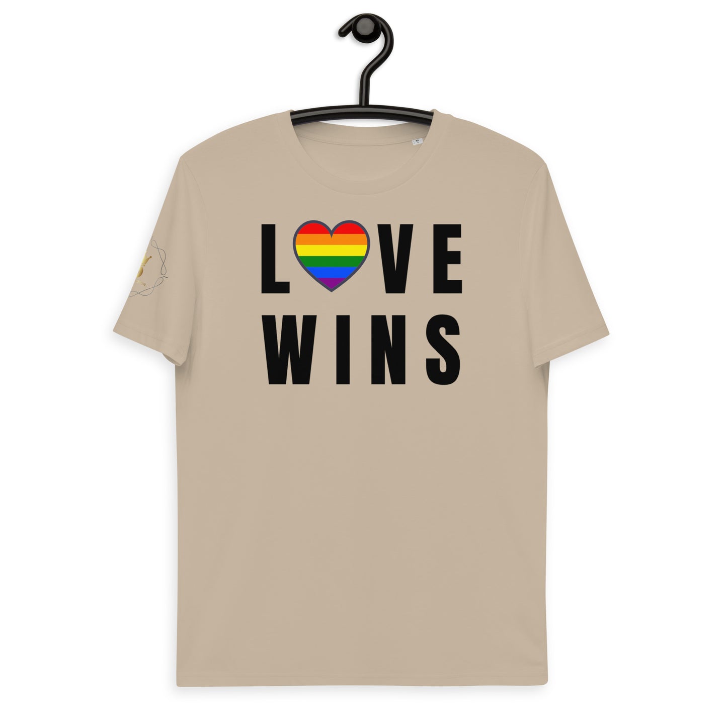 Unisex Rainbow Organic Cotton T-Shirt - Love Wins Rainbow Heart (black print)