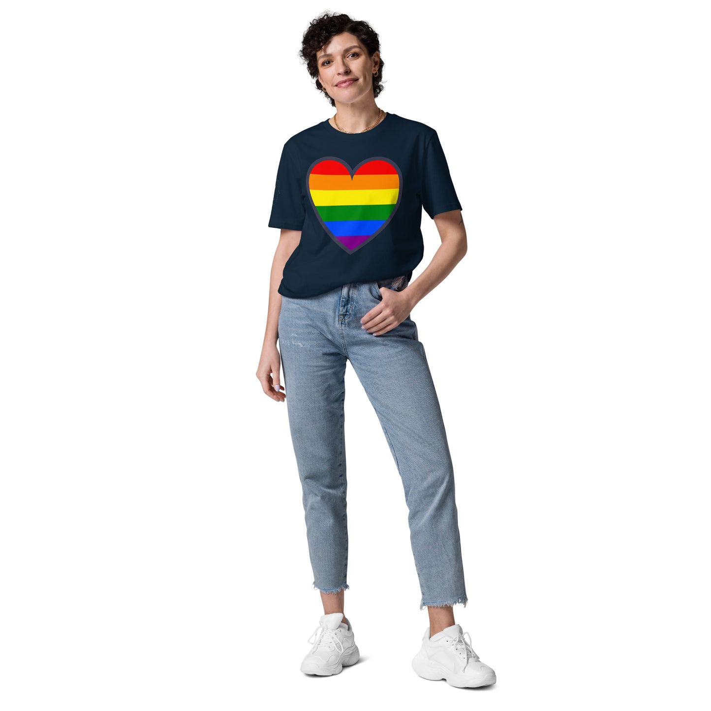 Unisex Rainbow Organic Cotton T-Shirt - Love Heart Rainbow